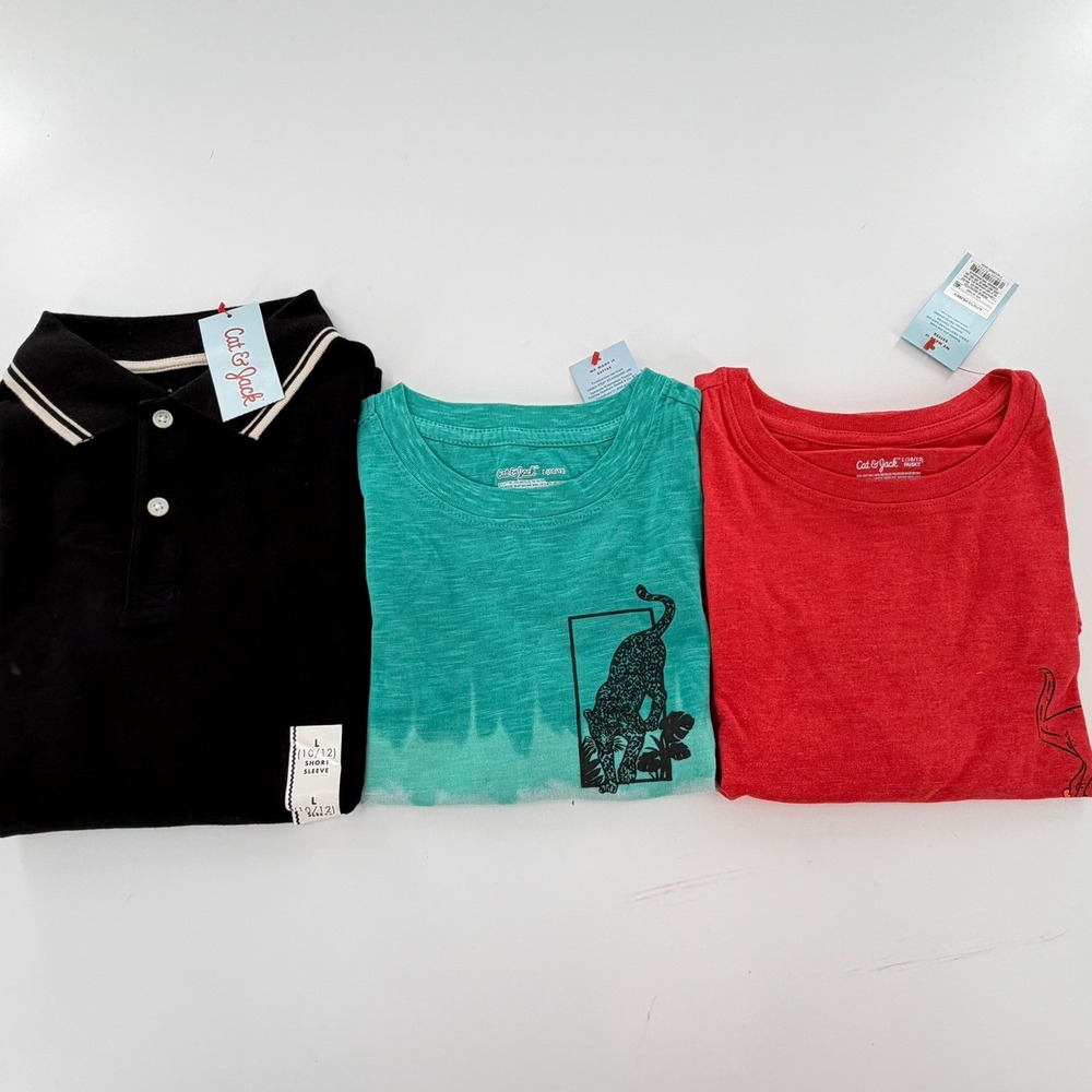 Cat & Jack Boys Shirt Bundle Polo Tank T-Shirt Graphic Size L 10/12 Multicolor - Picture 2 of 13